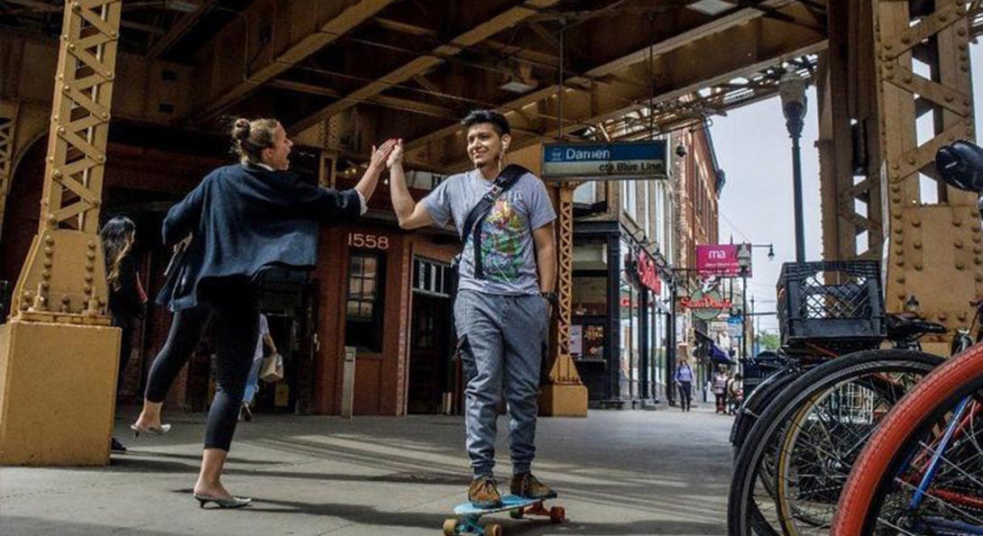 Students near CTA station