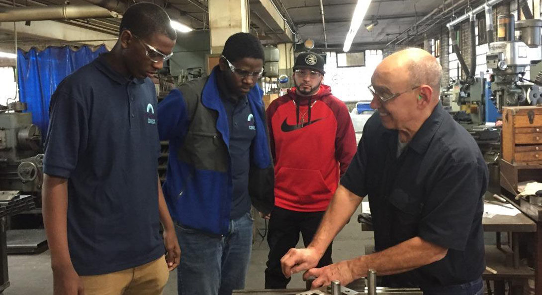 High school juniors during a factory job shadowing visit in Chicago sponsored by Manufacturing Renaissance