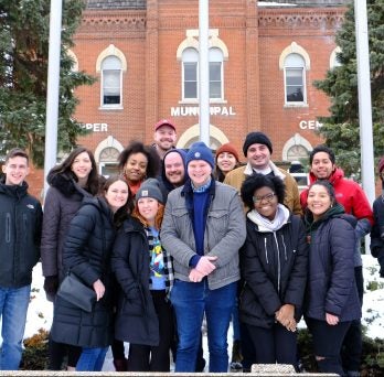 Class members of UPP 506, the Plan Making Studio, pose in Dalton, IL
                  