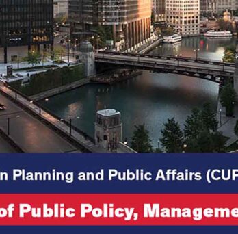 Advertisement for new department name of Public Policy, Management, and Analytics
                  