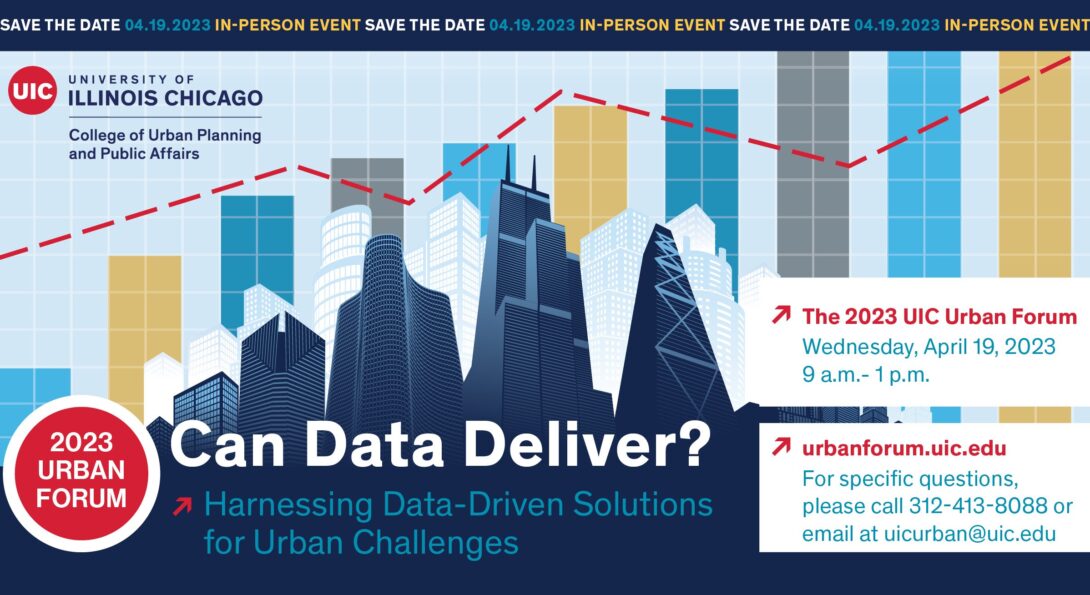 Event flyer for the 2023 Urban Forum: Can Data Deliver?