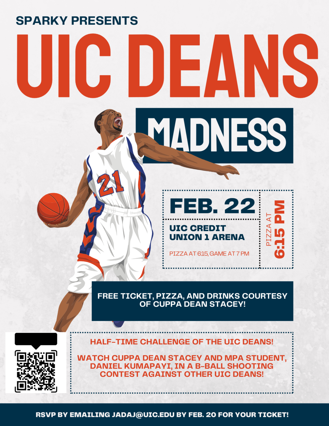 Advertising flyer with a basketball player for the Challenge of the Deans Competition 2024