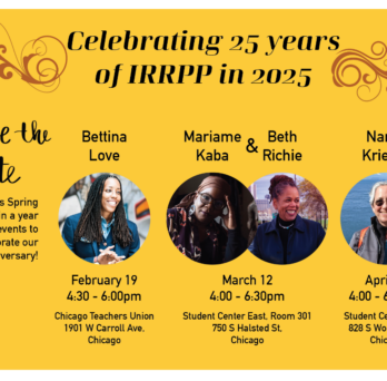 Bright yellow poster with images and dates for the 25th anniversary celebration. 